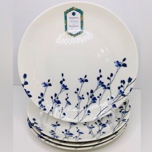 4 Salad Plates Intesa Home Floral Wildflower Porcelain New
